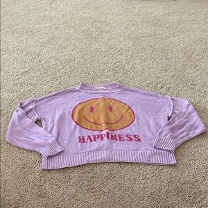Kori Purple Sweater with Orange Smiley